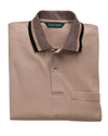 6.8 oz Cotton Piqu Pocket Polo with Striped Trim