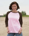 Ladies 5.5 oz Comfortsoft Cotton 3/4 Sleeve Raglan T-shirt