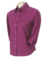 Three-Quarter-Sleeve Stretch Poplin Blouse