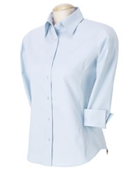 Three-Quarter-Sleeve Stretch Poplin Blouse