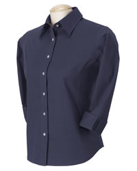 Three-Quarter-Sleeve Stretch Poplin Blouse